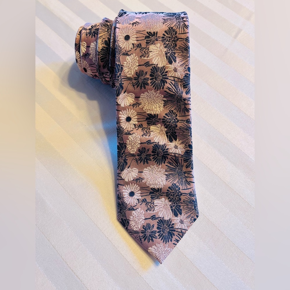 Duchamp London Woven Floral Tie In Lavender NEW